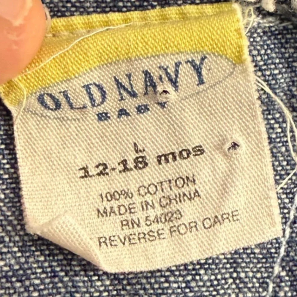 Vintage Y2K Old Navy Girls Floral Denim Shortalls Overalls 12-18 month Cottage